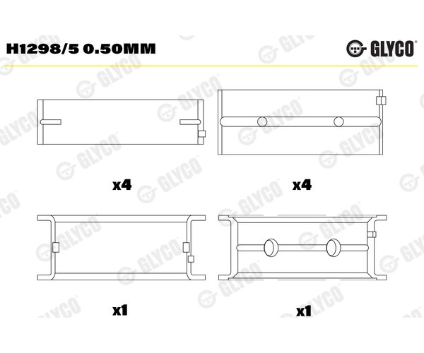 Crankshaft Bearings - H1298/5 0.50MM GLYCO
