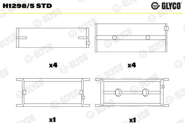 Подшипник коленвала - H1298/5 STD GLYCO