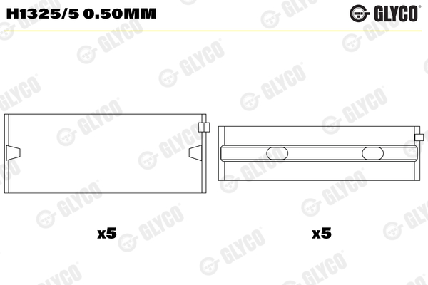 Crankshaft Bearings - H1325/5 0.50MM GLYCO