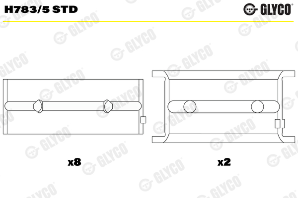 pagrindiniai guoliai, alkūninis velenas - H783/5 STD GLYCO
