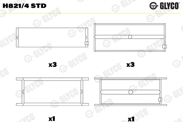 Crankshaft Bearings - H821/4 STD GLYCO