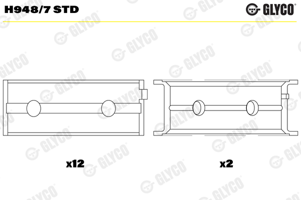 Crankshaft Bearings - H948/7 STD GLYCO