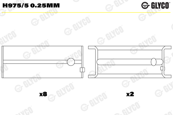 Crankshaft Bearings - H975/5 0.25MM GLYCO