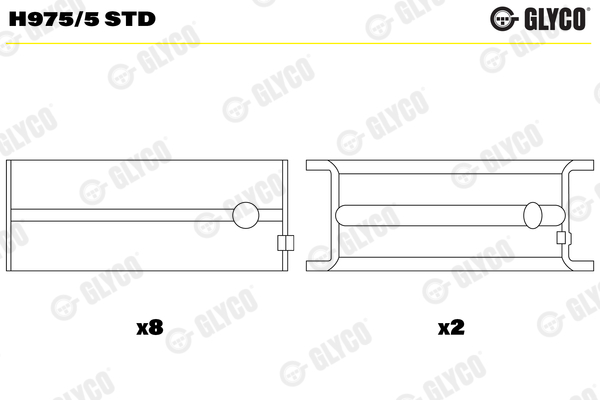 Crankshaft Bearings - H975/5 STD GLYCO
