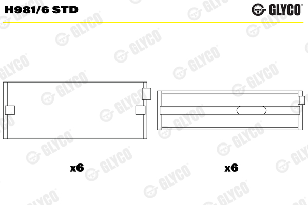 pagrindiniai guoliai, alkūninis velenas - H981/6 STD GLYCO
