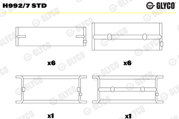 Crankshaft Bearings - H992/7 STD GLYCO