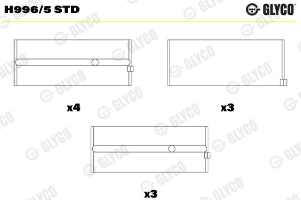 Cuscinetto albero a gomiti - H996/5 STD GLYCO