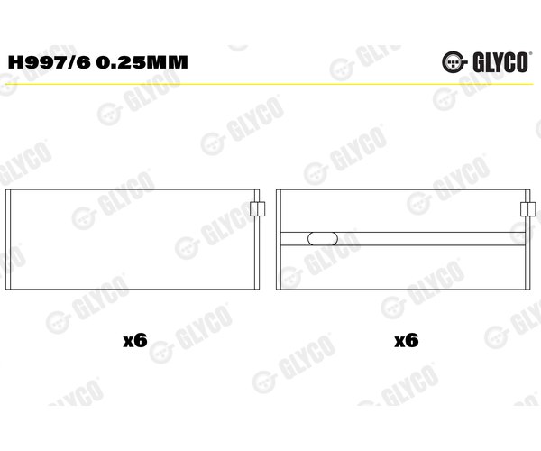 Crankshaft Bearings - H997/6 0.25MM GLYCO