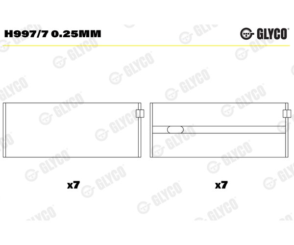 Crankshaft Bearings - H997/7 0.25MM GLYCO
