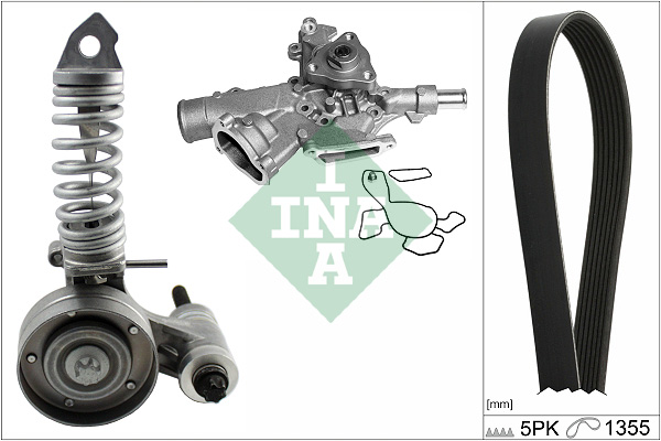 Pompa acqua + Kit cinghia Poly V - 529 0297 30 Schaeffler INA