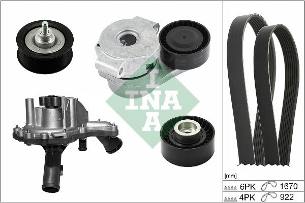 Water Pump + V-Ribbed Belt Set - 529 0301 30 Schaeffler INA
