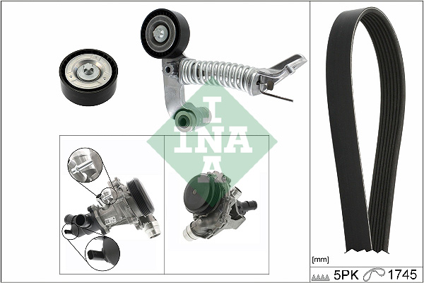Pompa acqua + Kit cinghia Poly V - 529 0319 30 Schaeffler INA