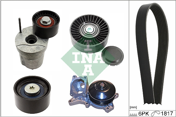 Water Pump + V-Ribbed Belt Set - 529 0368 30 Schaeffler INA