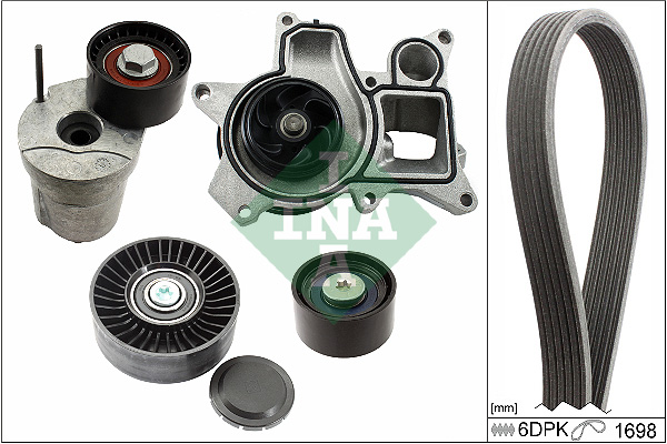 Water Pump + V-Ribbed Belt Set - 529 0369 30 Schaeffler INA