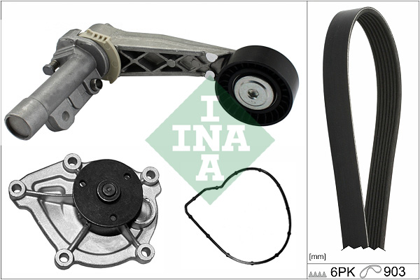 Pompa acqua + Kit cinghia Poly V - 529 0504 30 Schaeffler INA