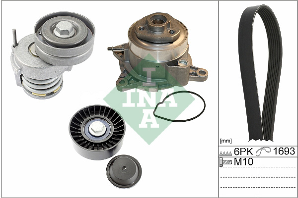 Water Pump + V-Ribbed Belt Set - 529 0534 30 Schaeffler INA