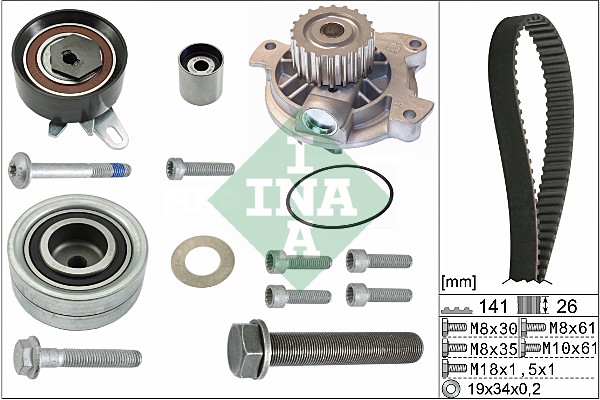Pompa acqua + Kit cinghie dentate - 530 0482 30 Schaeffler INA