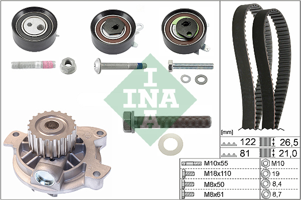 Pompa acqua + Kit cinghie dentate - 530 0484 30 Schaeffler INA