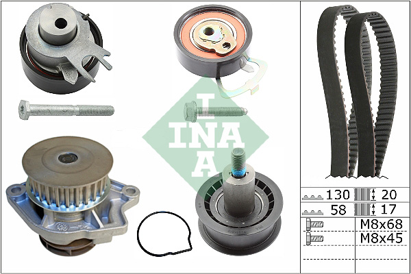 vandens siurblio ir paskirstymo diržo komplektas - 530 0538 30 Schaeffler INA