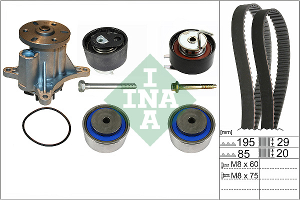 Pompa acqua + Kit cinghie dentate - 530 0764 30 Schaeffler INA