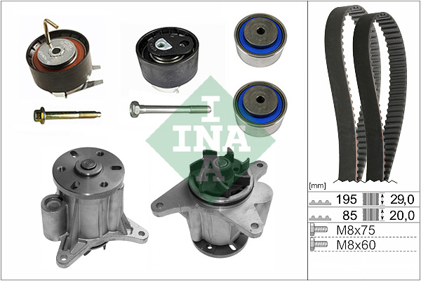 vandens siurblio ir paskirstymo diržo komplektas - 530 0764 31 Schaeffler INA