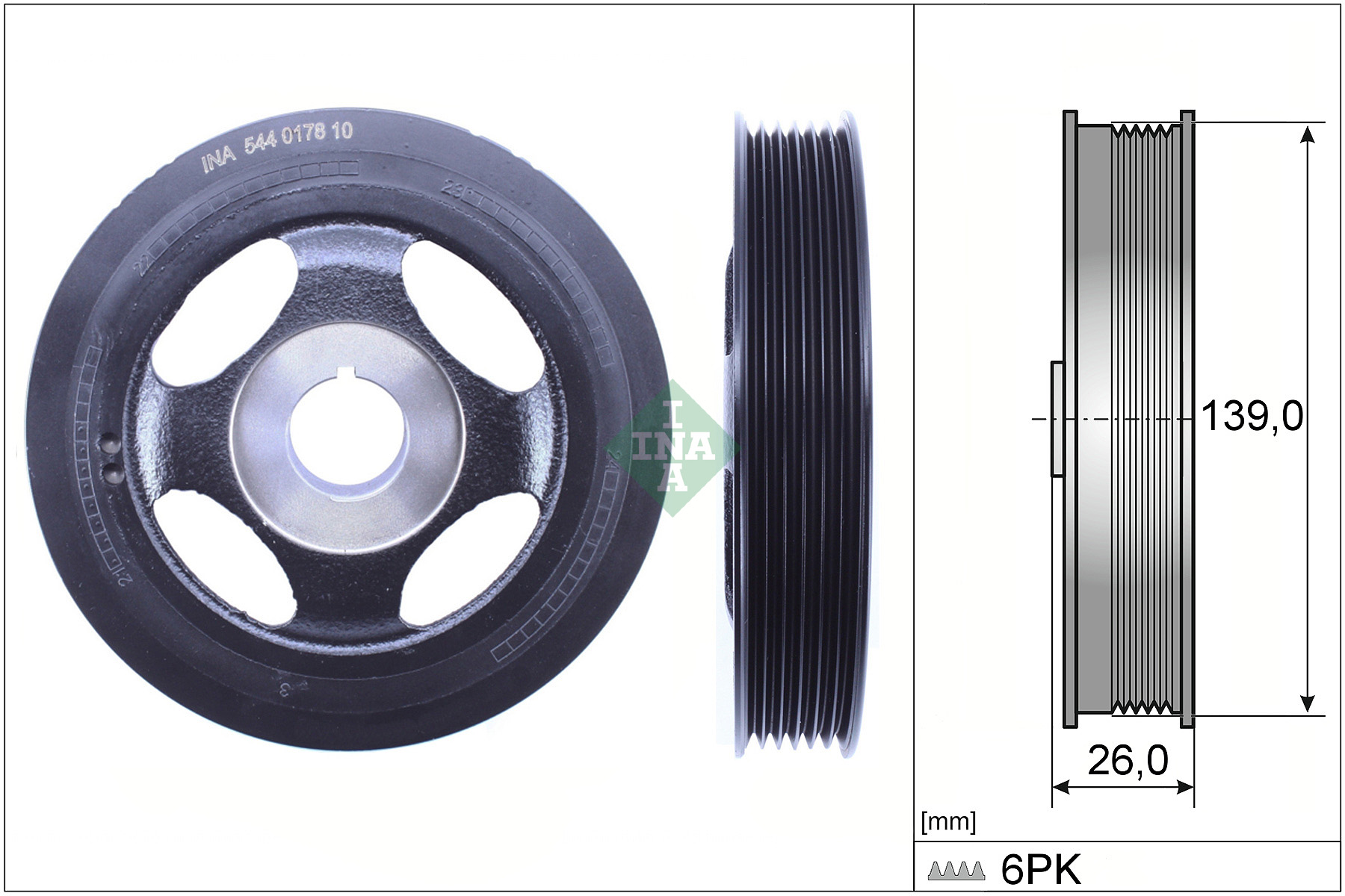 Belt Pulley, crankshaft - 544 0178 10 Schaeffler INA