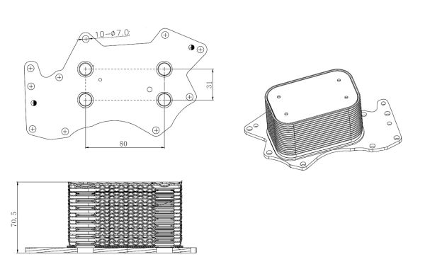Oil Cooler, engine oil - 31816 NRF