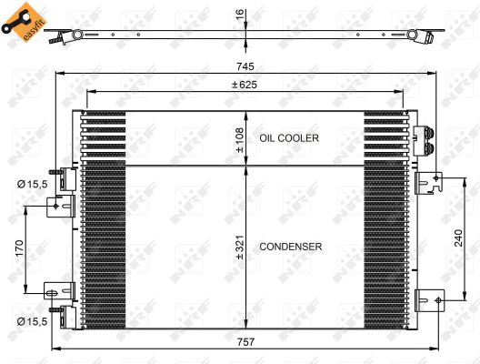 Condenser, air conditioning - 350031 NRF