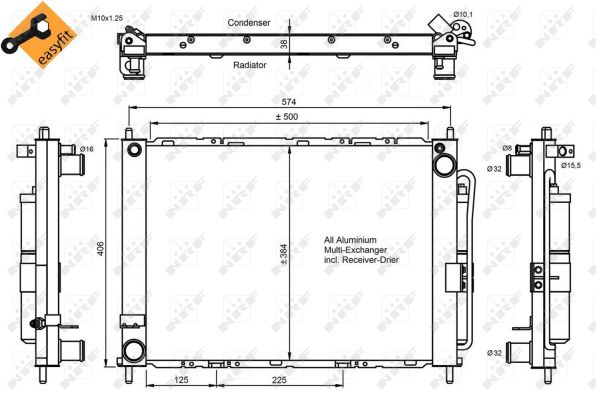 Condenser, air conditioning - 350057 NRF