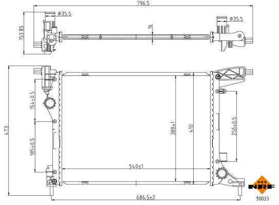Radiator, engine cooling - 50033 NRF