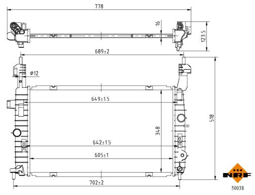 Radiator, engine cooling - 50038 NRF