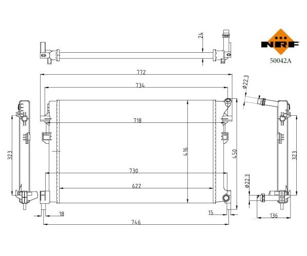 Radiator, engine cooling - 50042A NRF