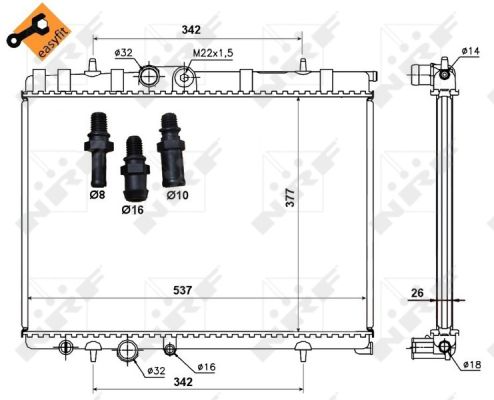 Radiator, engine cooling - 50440 NRF