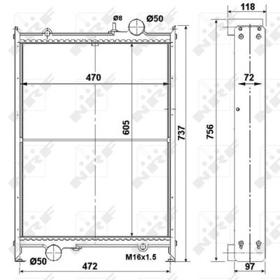 Radiator, engine cooling - 504530 NRF