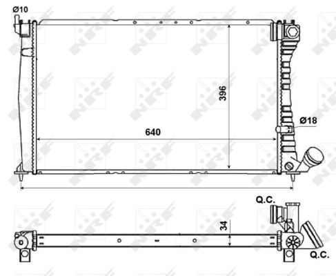 Radiator, engine cooling - 509601 NRF