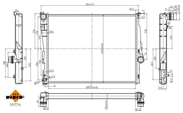 Radiator, engine cooling - 51577A NRF