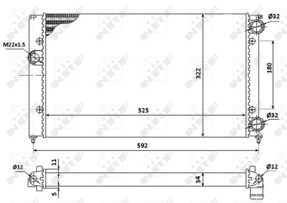 Радиатор, охлаждение двигателя - 529501 NRF