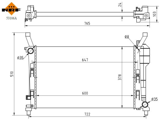 Radiator, engine cooling - 53106A NRF