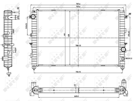 Radiator, engine cooling - 53197 NRF