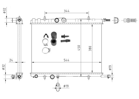 Radiator, engine cooling - 53424A NRF