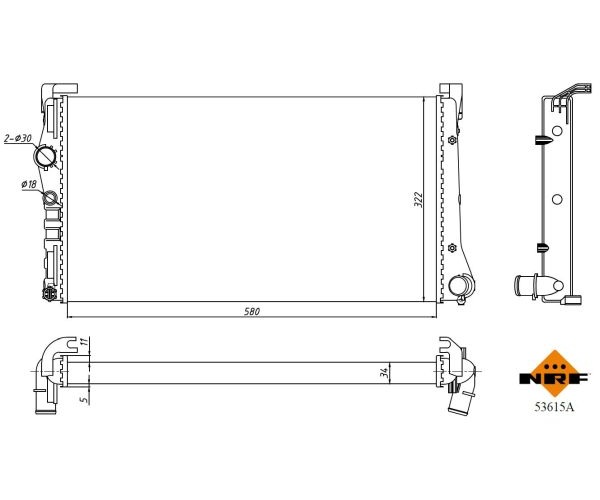 Radiator, engine cooling - 53615A NRF