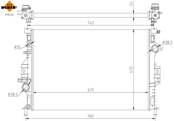 Radiator, engine cooling - 53811A NRF