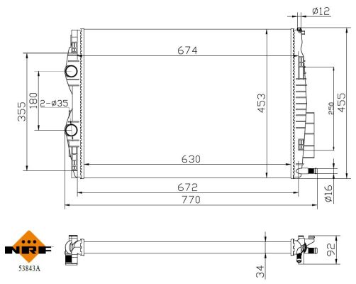Radiator, engine cooling - 53843A NRF