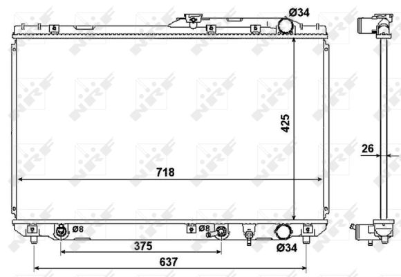 Radiator, engine cooling - 53962 NRF