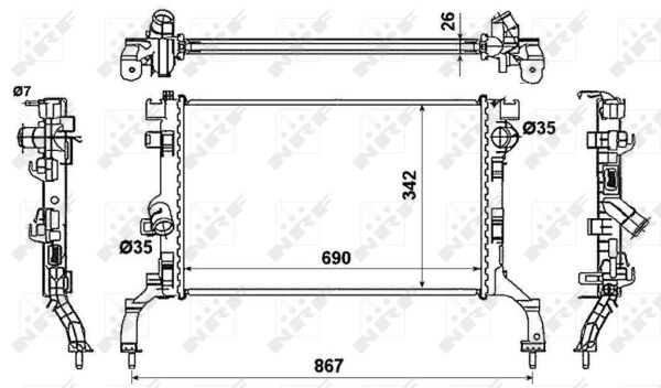 Radiator, engine cooling - 53967 NRF