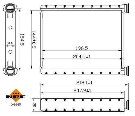 Scambiatore calore, Riscaldamento abitacolo - 54440 NRF