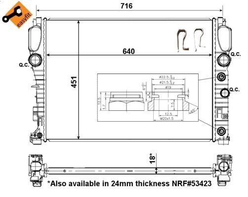 Radiator, engine cooling - 56076 NRF