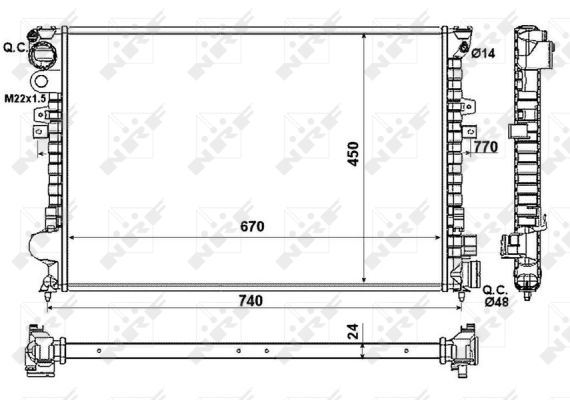 Radiator, engine cooling - 58993 NRF