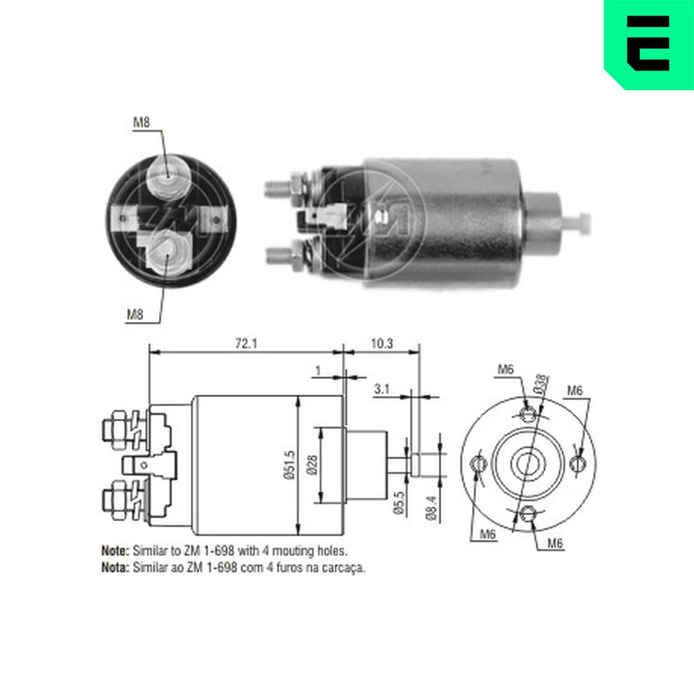 Solenoid Switch, starter - ZM5698 ERA