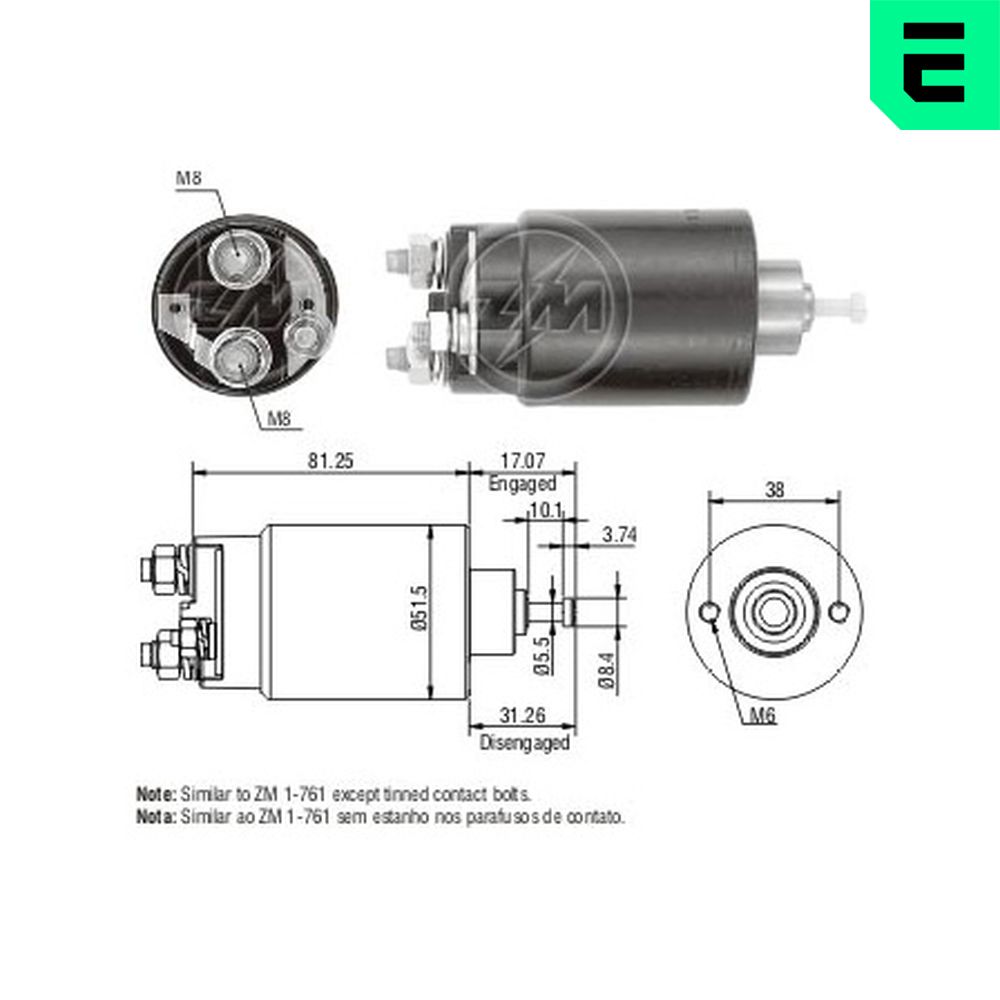 Solenoid Switch, starter - ZM761 ERA